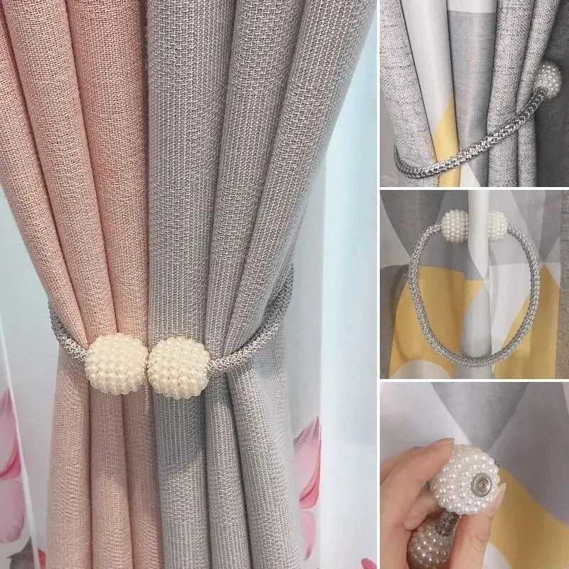 Storazone Pearl Magnetic Curtain Buckle Clip Tieback Hanging Curtain Strap Ball Buckle Curtain Accessories Creative Home Decoration