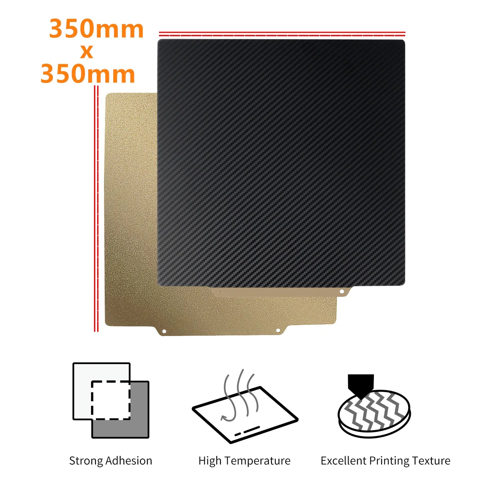 Storazone PEI Sheet 350x350mm Hot Bed Build Plate with Smooth PET Textured PEI Magnetic Base for 3D Printer FYSETC Voron 2.4 Build Plate