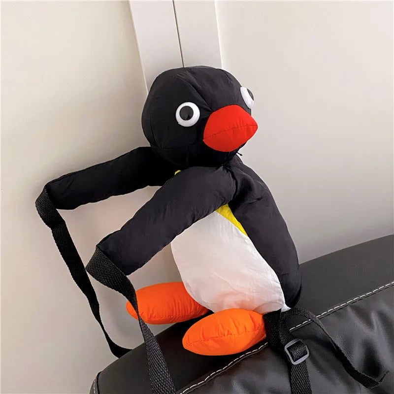 Storazone penguin Cartoon Funny Cute Cuddle Penguin Backpack Fashion Personality Plush Doll Bag Children's Bag Shoulder Bag Mini Knapsack Bags