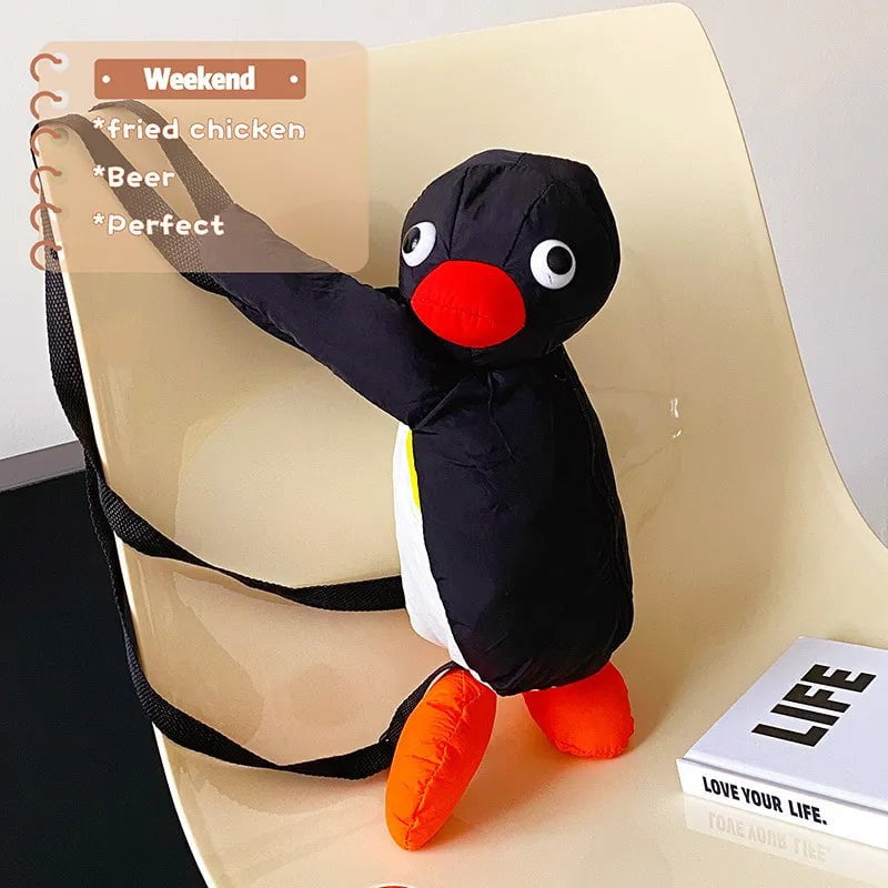 Storazone penguin Cartoon Funny Cute Cuddle Penguin Backpack Fashion Personality Plush Doll Bag Children's Bag Shoulder Bag Mini Knapsack Bags