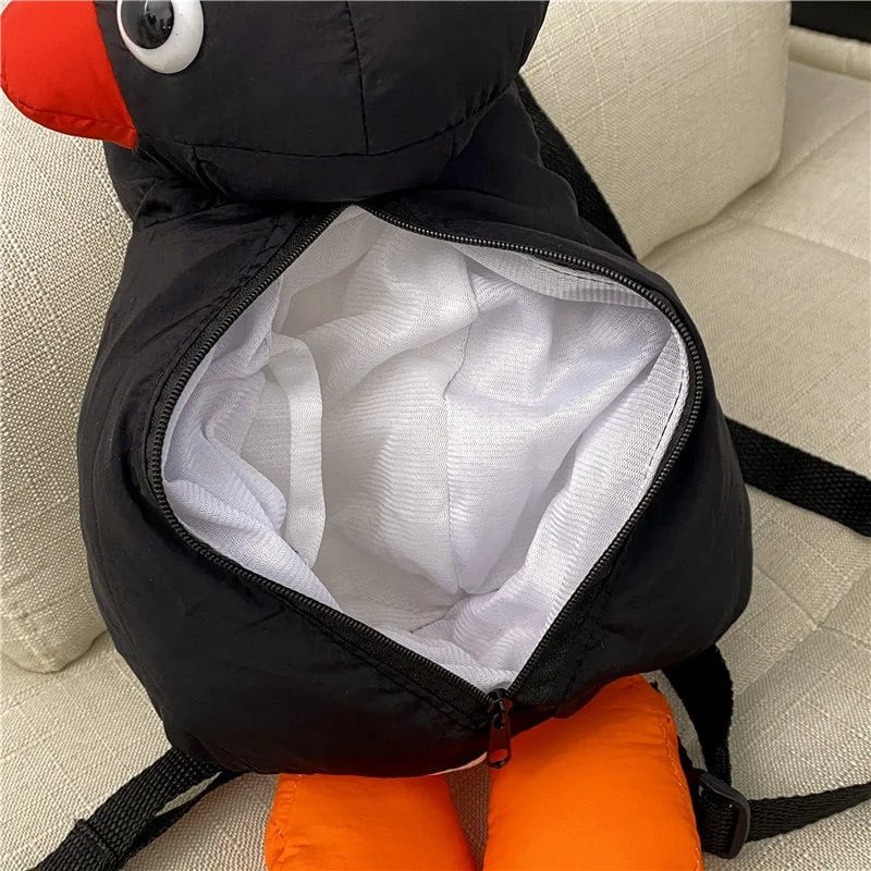 Storazone penguin Cartoon Funny Cute Cuddle Penguin Backpack Fashion Personality Plush Doll Bag Children's Bag Shoulder Bag Mini Knapsack Bags