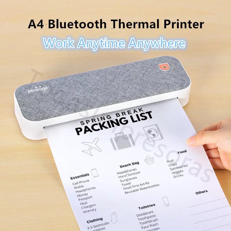 Storazone PeriPage A4 Continuous Thermal Printer Wireless Printer PDF Webpage Contract Picture Printers Thermal Paper No Need Ink or Toner