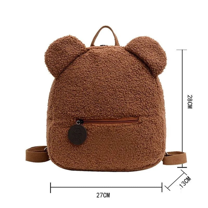 Storazone Personalised Womens Girls Cute Bear Pattern Backpack Plush Toddler Backpack for girls Custom Name Small Casual Shoulder Daypack