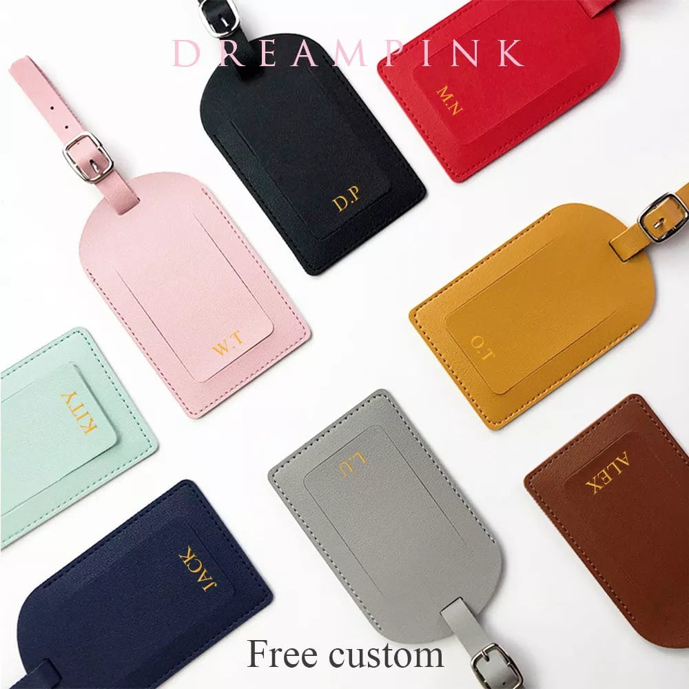 Storazone Personalize Initials Luggage Tag Custom Letters Men Women Suitcase Name Tag PU Airplane Labels Engrave Logo Travel Accessories