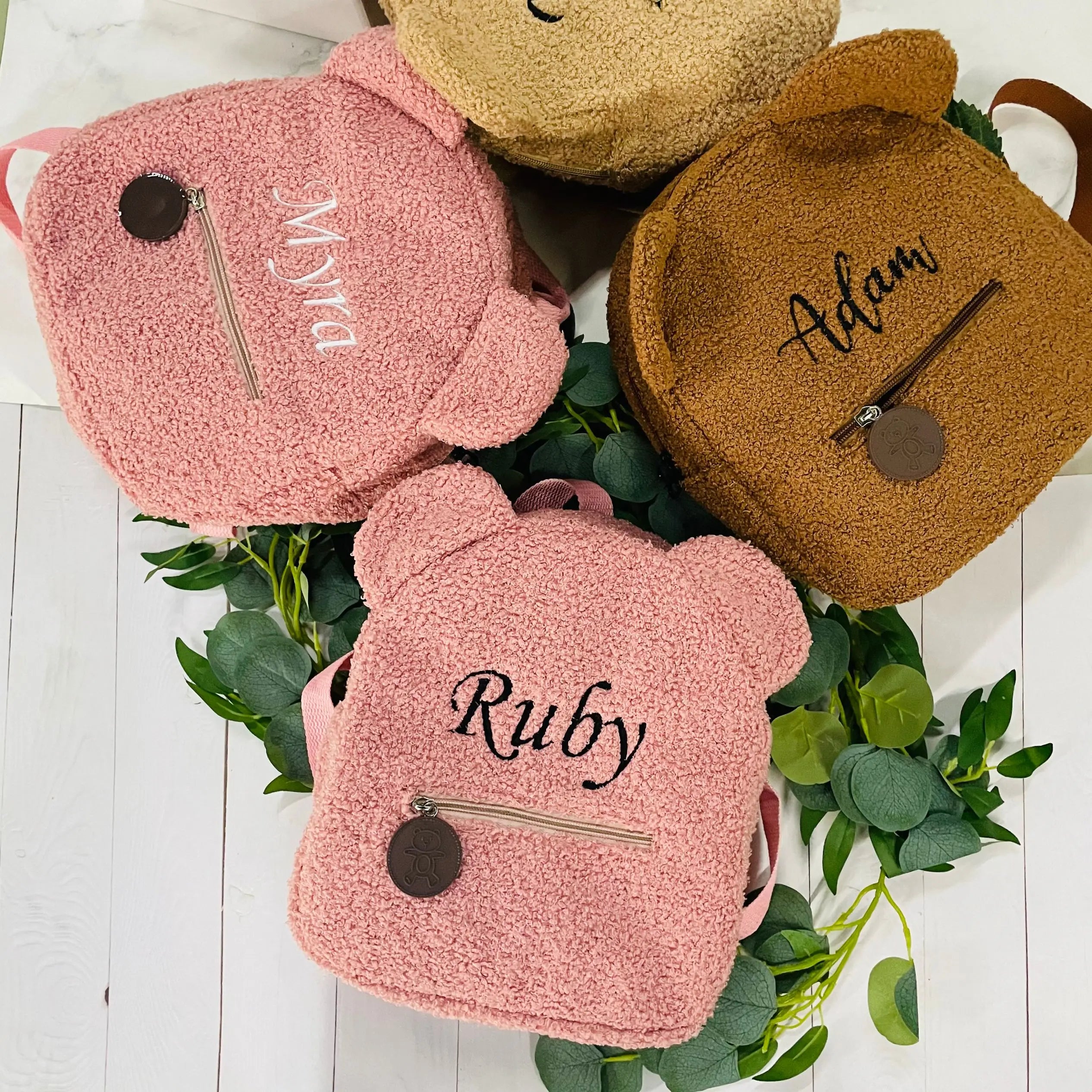 Storazone Personalized Embroidered Toddler Backpack Bag Lightweight Plush Bear Bag Kids Custom Name Backpack Gift for Boys Girls Ladies