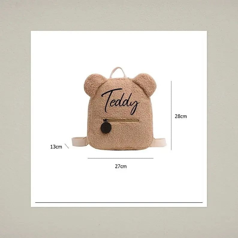 Storazone Personalized Embroidered Toddler Backpack Bag Lightweight Plush Bear Bag Kids Custom Name Backpack Gift for Boys Girls Ladies