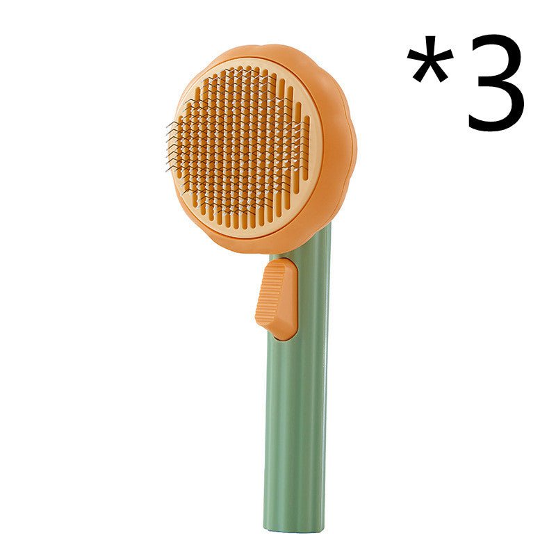 STORAZONE Pet Accessories 3pcs Pumpkin color New Pet Cat Brush Hot Selling Hand-held Steel Wire Self-cleaning Comb Looper For Hair Removal