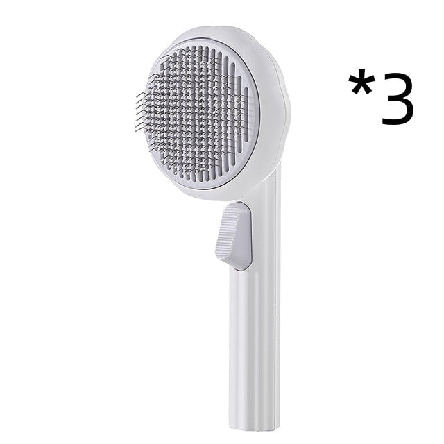 STORAZONE Pet Accessories 3pcs white New Pet Cat Brush Hot Selling Hand-held Steel Wire Self-cleaning Comb Looper For Hair Removal