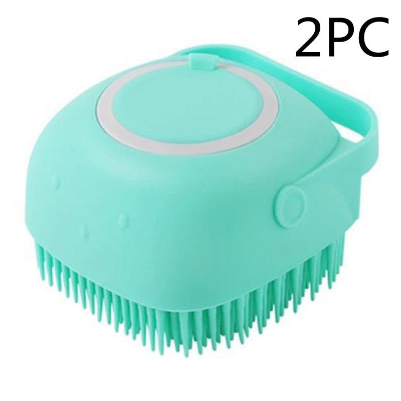 STORAZONE Pet Accessories Green 2PC / square Silicone Dog Bath Massage Gloves Brush Pet Cat Bathroom Cleaning Tool Comb Brush For Dog Can Pour Shampoo Dog Grooming Supplies