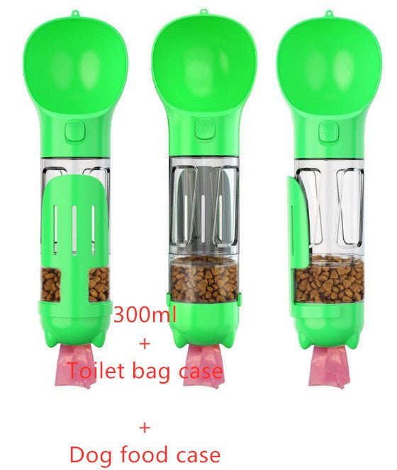 STORAZONE Pet Accessories Green / 300ml Set Pet Water Bottle Feeder Bowl Garbage Bag Storage Portable Pet Outdoor Travel 3 In 1 Dog Water Bottle