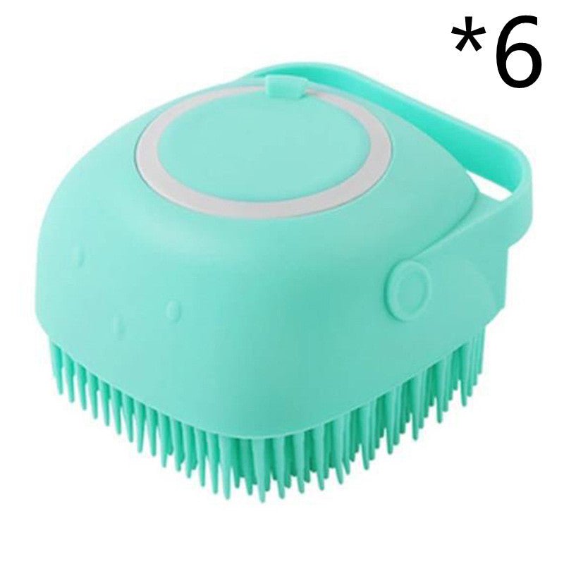 STORAZONE Pet Accessories Green 6pcs / square Silicone Dog Bath Massage Gloves Brush Pet Cat Bathroom Cleaning Tool Comb Brush For Dog Can Pour Shampoo Dog Grooming Supplies