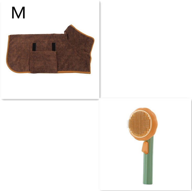 STORAZONE Pet Accessories Green Coffee M New Pet Cat Brush Hot Selling Hand-held Steel Wire Self-cleaning Comb Looper For Hair Removal