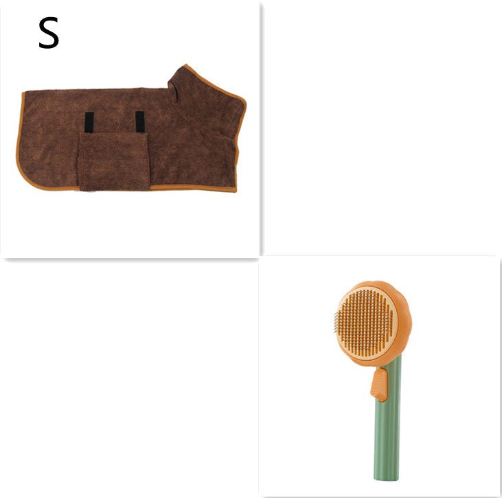 STORAZONE Pet Accessories Green Coffee S New Pet Cat Brush Hot Selling Hand-held Steel Wire Self-cleaning Comb Looper For Hair Removal