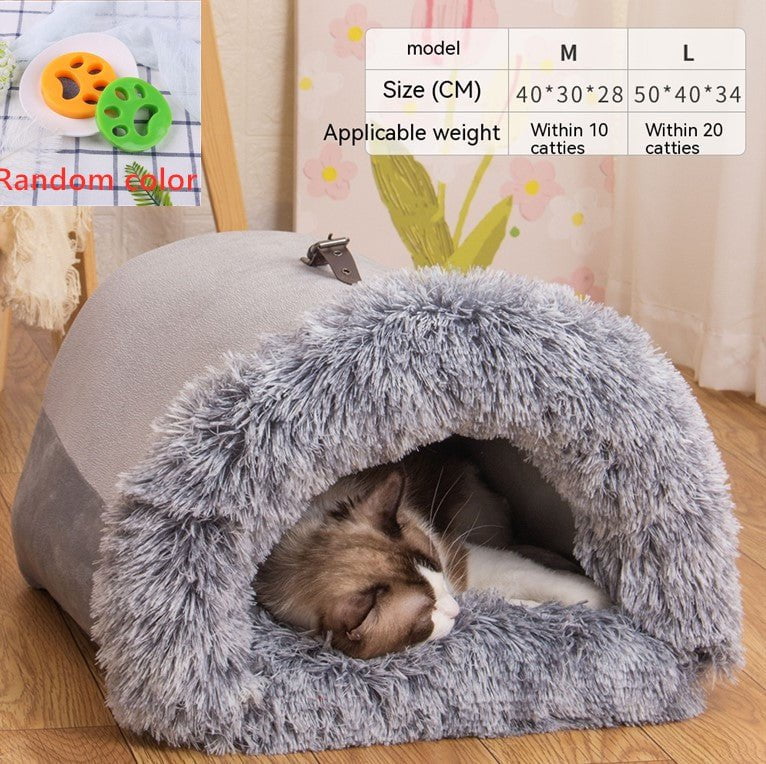 STORAZONE Pet Accessories Grey with stickers / L New Splice Portable Pet Nest Portable Autumn And Winter Warm Dog Nest Moisture-proof Long Fur Cat Nest Cross Border Pet Nest