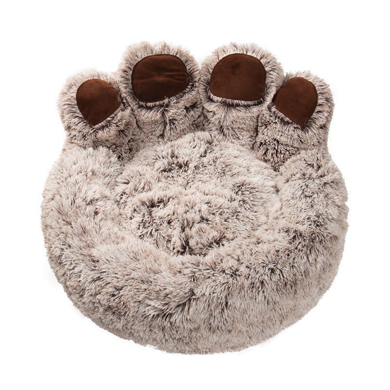 STORAZONE Pet Accessories Light gray four paws / 80CM Dog Bed Cat Mat Round Large Pet House Long Plush Deep Sleeping Warm Bear Paw Shape Super Soft Cushion Calm Beds
