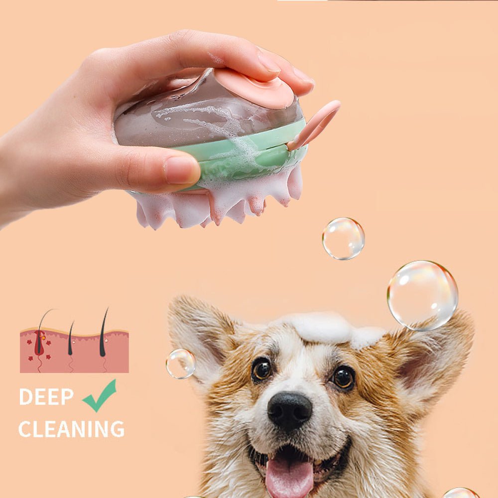 STORAZONE Pet Accessories New 2 In 1 Pet Cat Dog Cleaning Bathing Massage Shampoo Soap Dispensing Grooming Brush Pets Supplies