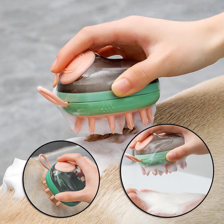 STORAZONE Pet Accessories New 2 In 1 Pet Cat Dog Cleaning Bathing Massage Shampoo Soap Dispensing Grooming Brush Pets Supplies