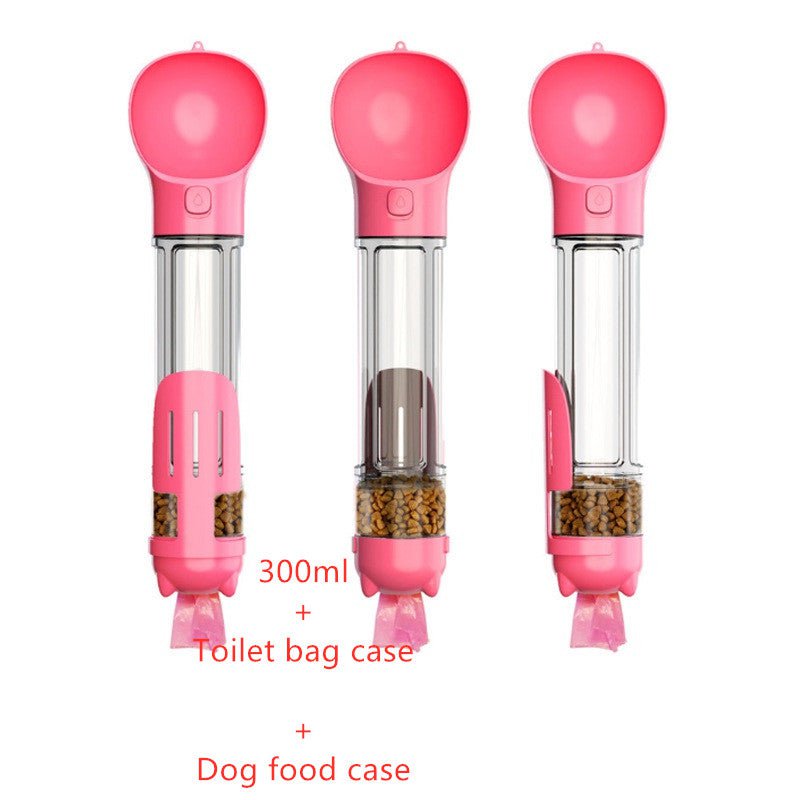 STORAZONE Pet Accessories Pink / 300ml Set Pet Water Bottle Feeder Bowl Garbage Bag Storage Portable Pet Outdoor Travel 3 In 1 Dog Water Bottle