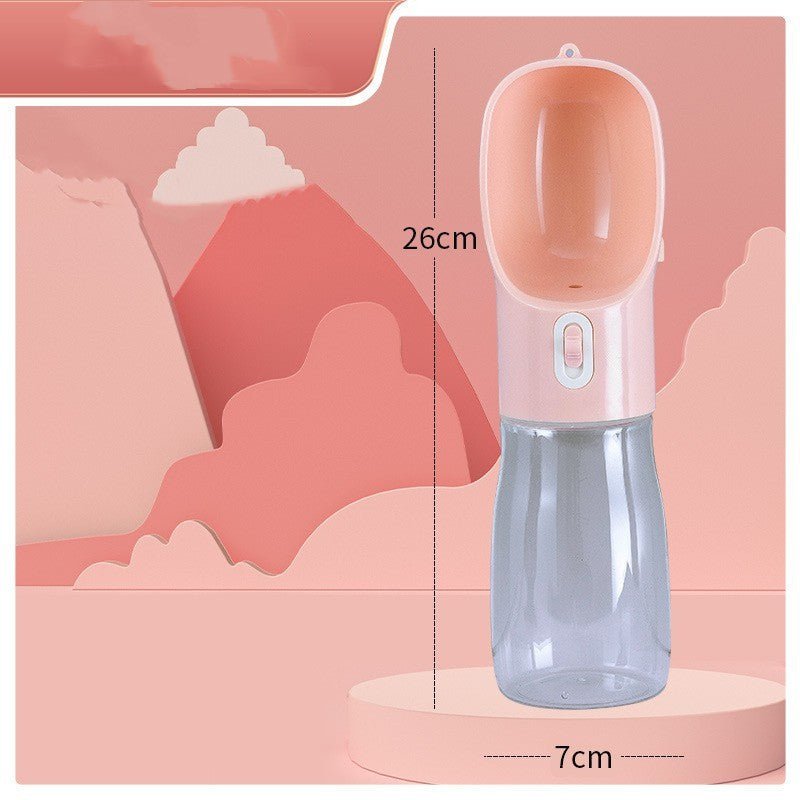 STORAZONE Pet Accessories Pink Water bottle 400ml / Solid color Pet Dog Water Bottle Feeder Bowl Portable Water Food Bottle Pets Outdoor Travel Drinking Dog Bowls Water Bowl For Dogs