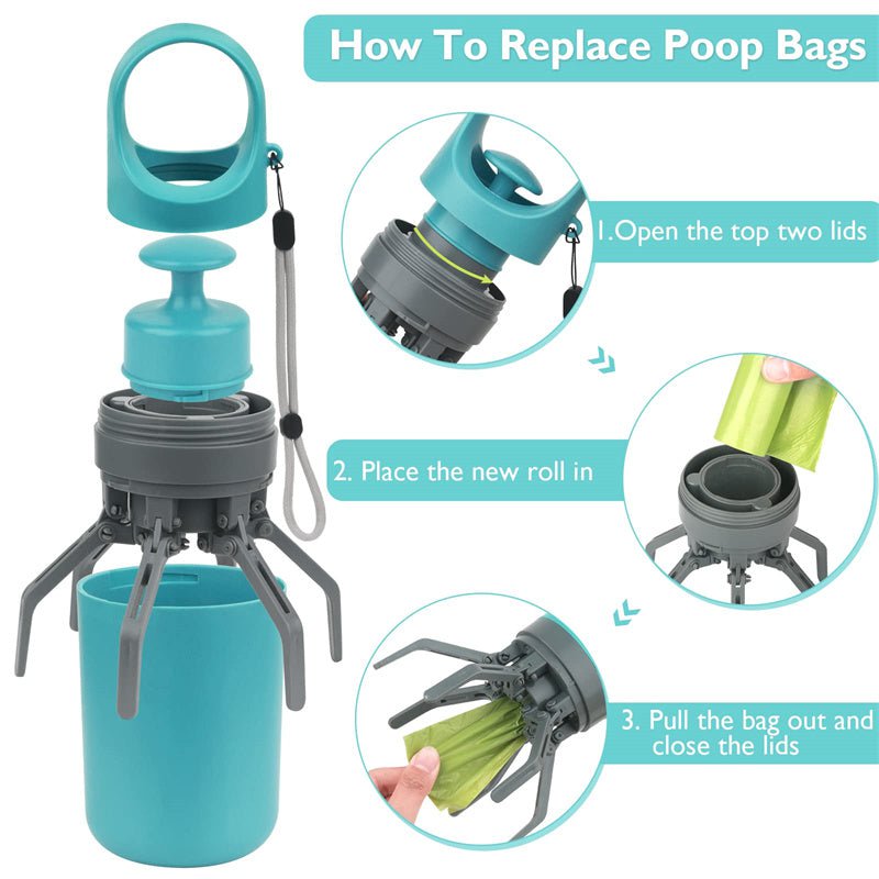 STORAZONE Pet Accessories Portable Lightweight Dog Pooper Scooper With Built-in Poop Bag Dispenser Eight-claw Shovel For Pet Toilet Picker Pet Products
