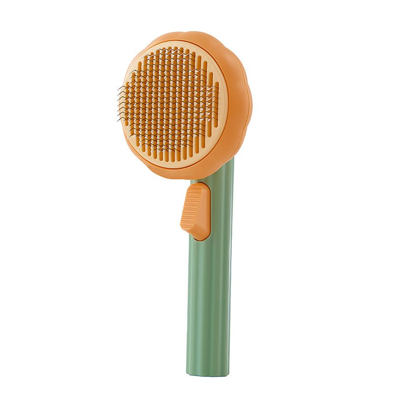STORAZONE Pet Accessories Pumpkin color New Pet Cat Brush Hot Selling Hand-held Steel Wire Self-cleaning Comb Looper For Hair Removal