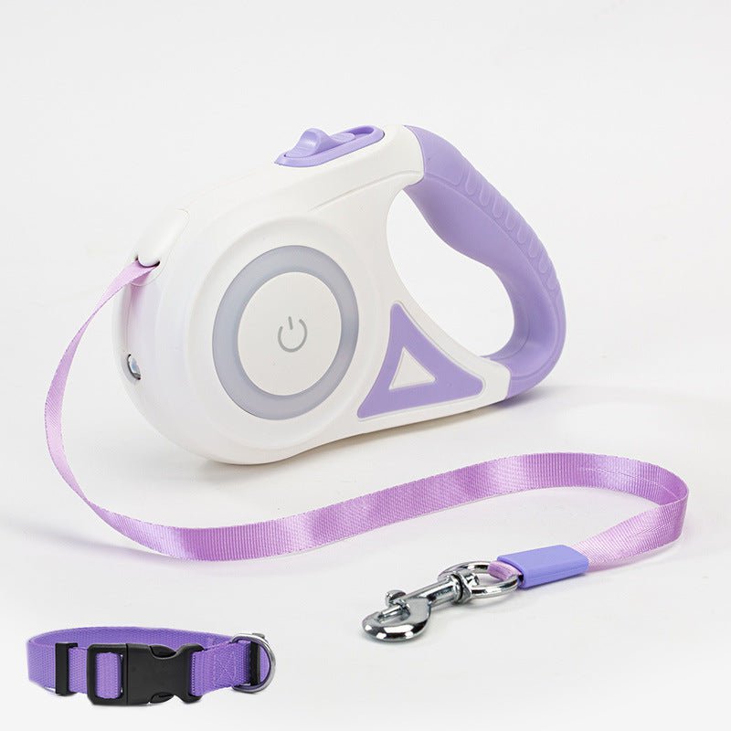 STORAZONE Pet Accessories Purple 5M / Tow rope and large collar Dog Leash Retractable Leash And Dog Collar Spotlight Automatic Pet Dog Cat Traction Rope For Small Medium Dogs Pet Product