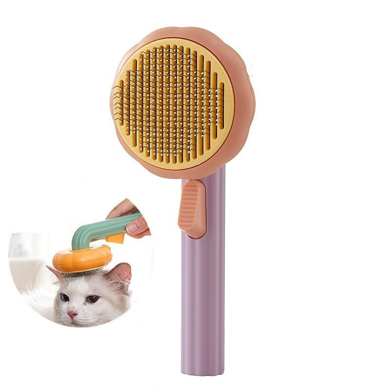 STORAZONE Pet Accessories Purple Orange New Pet Cat Brush Hot Selling Hand-held Steel Wire Self-cleaning Comb Looper For Hair Removal