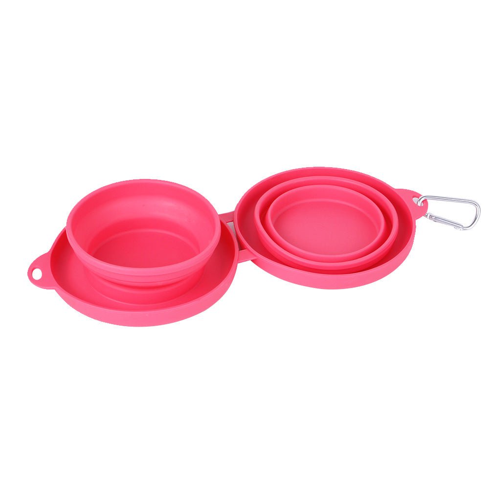 STORAZONE Pet Accessories Red Rubber Foldable Double Bowl Pet Feeding Bowl Pets Supplies Dog Cat Bowls