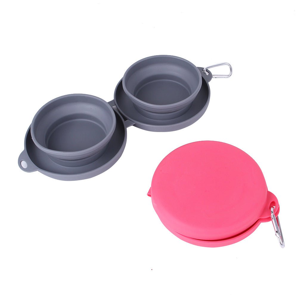 STORAZONE Pet Accessories Rubber Foldable Double Bowl Pet Feeding Bowl Pets Supplies Dog Cat Bowls