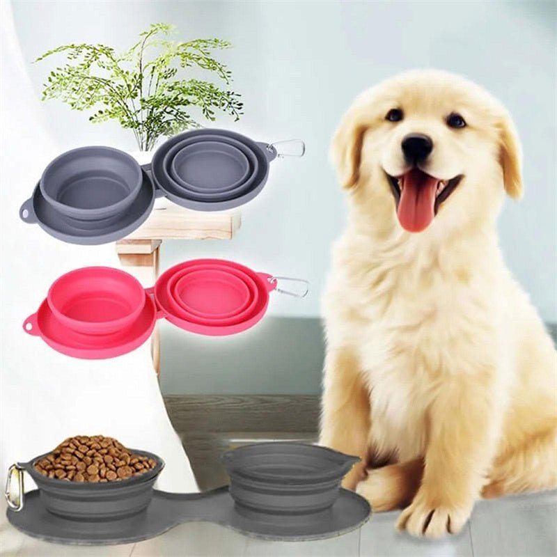 STORAZONE Pet Accessories Rubber Foldable Double Bowl Pet Feeding Bowl Pets Supplies Dog Cat Bowls