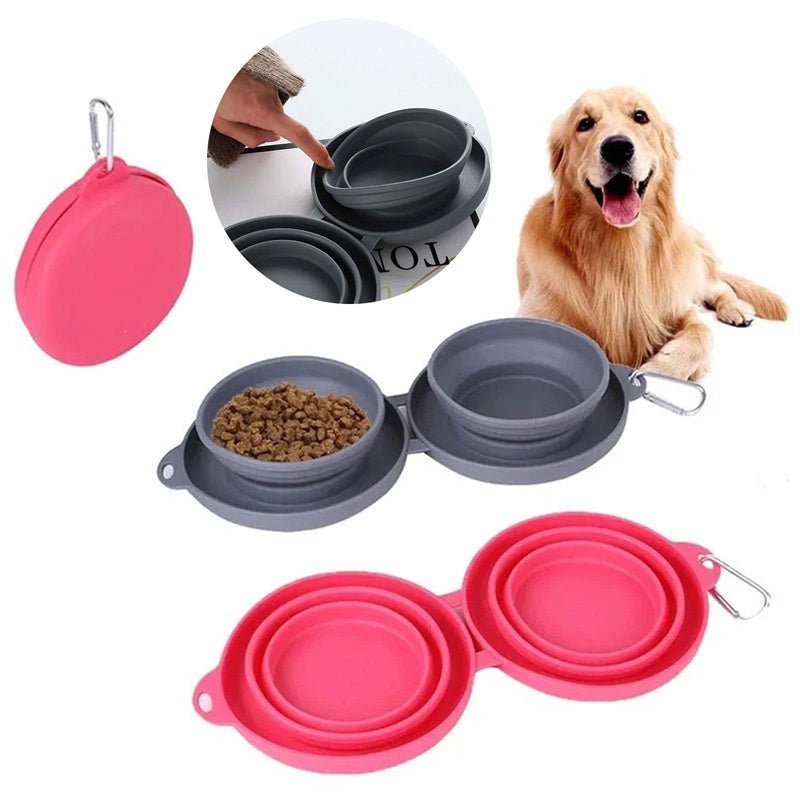 STORAZONE Pet Accessories Set Rubber Foldable Double Bowl Pet Feeding Bowl Pets Supplies Dog Cat Bowls