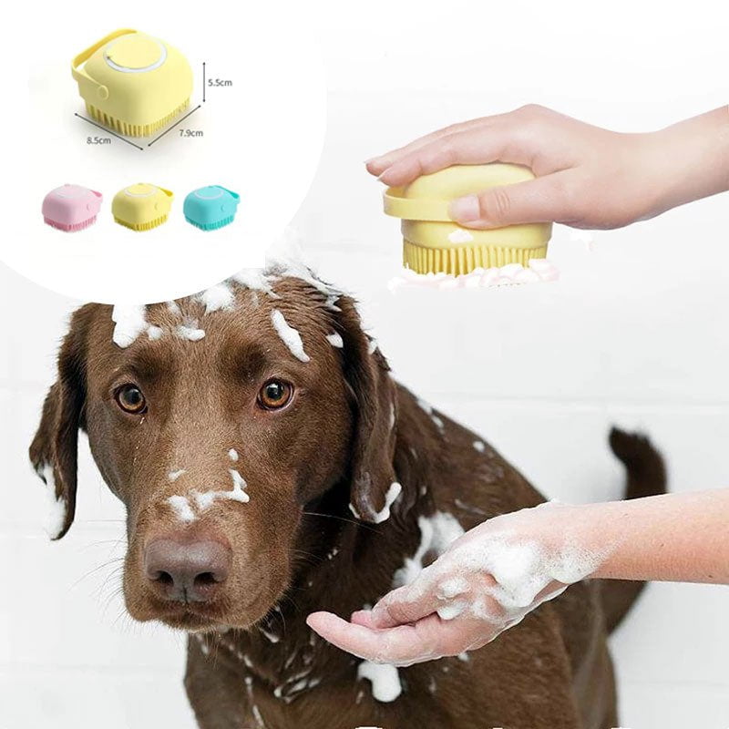 STORAZONE Pet Accessories Silicone Dog Bath Massage Gloves Brush Pet Cat Bathroom Cleaning Tool Comb Brush For Dog Can Pour Shampoo Dog Grooming Supplies