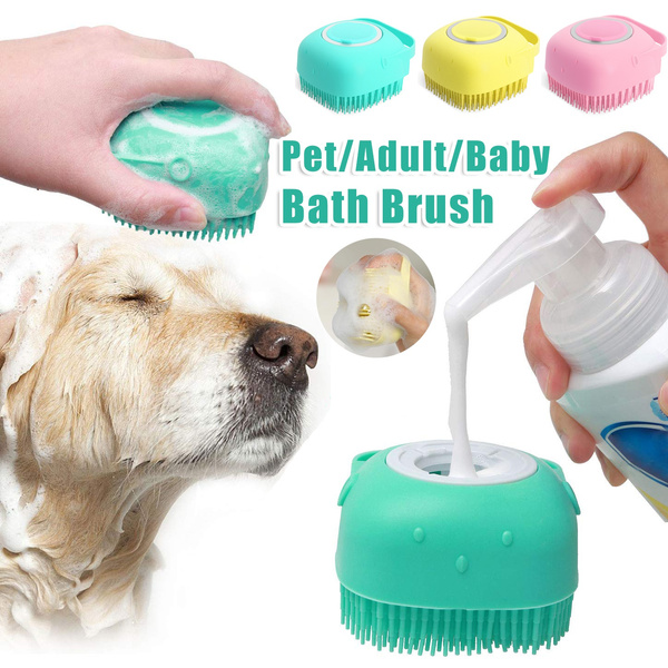 STORAZONE Pet Accessories Silicone Dog Bath Massage Gloves Brush Pet Cat Bathroom Cleaning Tool Comb Brush For Dog Can Pour Shampoo Dog Grooming Supplies