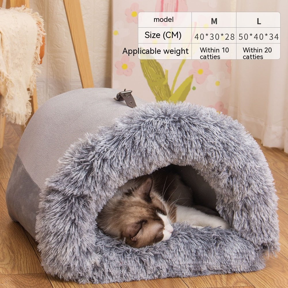 STORAZONE Pet Accessories Splicing Portable Gray / L New Splice Portable Pet Nest Portable Autumn And Winter Warm Dog Nest Moisture-proof Long Fur Cat Nest Cross Border Pet Nest