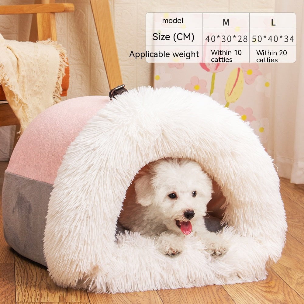 STORAZONE Pet Accessories Splicing Portable Pink / L New Splice Portable Pet Nest Portable Autumn And Winter Warm Dog Nest Moisture-proof Long Fur Cat Nest Cross Border Pet Nest