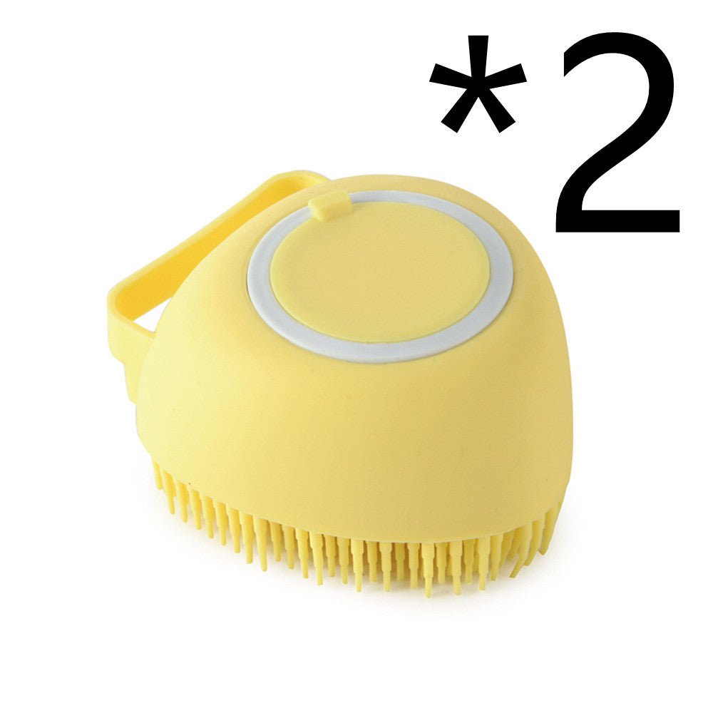 STORAZONE Pet Accessories Yellow 2PC / Heartshaped Silicone Dog Bath Massage Gloves Brush Pet Cat Bathroom Cleaning Tool Comb Brush For Dog Can Pour Shampoo Dog Grooming Supplies