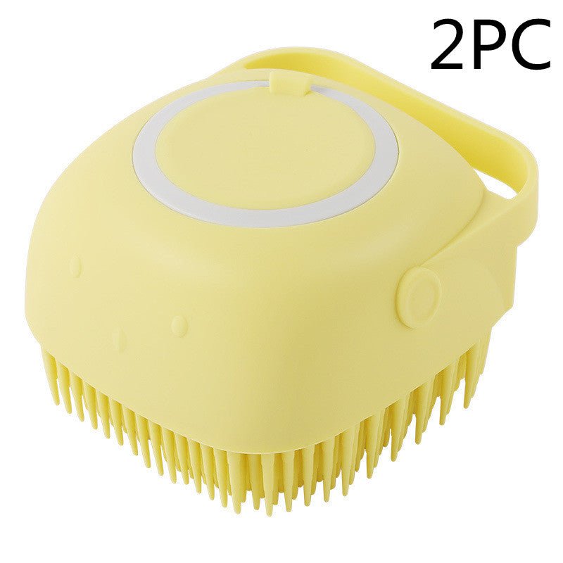 STORAZONE Pet Accessories Yellow 2PC / square Silicone Dog Bath Massage Gloves Brush Pet Cat Bathroom Cleaning Tool Comb Brush For Dog Can Pour Shampoo Dog Grooming Supplies