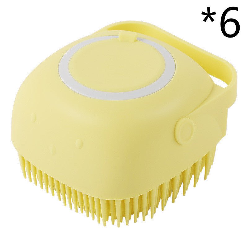 STORAZONE Pet Accessories Yellow 6pcs / square Silicone Dog Bath Massage Gloves Brush Pet Cat Bathroom Cleaning Tool Comb Brush For Dog Can Pour Shampoo Dog Grooming Supplies