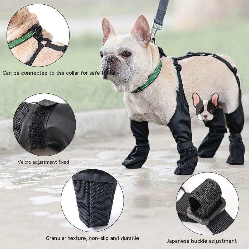 STORAZONE Pets Waterproof Dog Shoes Adjustable Dog Boots Pet Breathbale Shoes For Outdoor Walking Soft French Dog Shoes Pets Paws Protector Pet Products