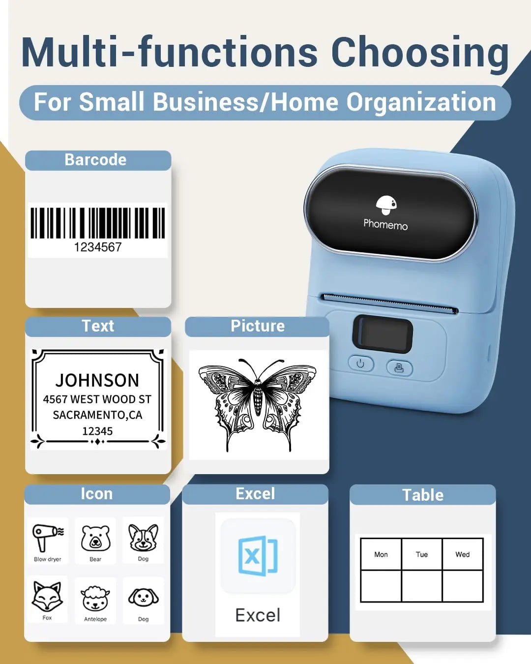 Storazone Phomemo M110 Thermal Wireless Label Printer Sticker Mini Printer Barcode Bluetooth Label Maker Price Tag Printers Free APP