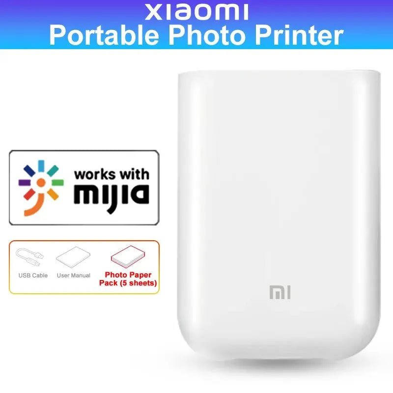 Storazone Photo Printer New Original Portable Mini Xiaomi Pocket Photo Printer Wireless Bluetooth Thermal Print AR Video Mijia ZINK Self-adhesive Color