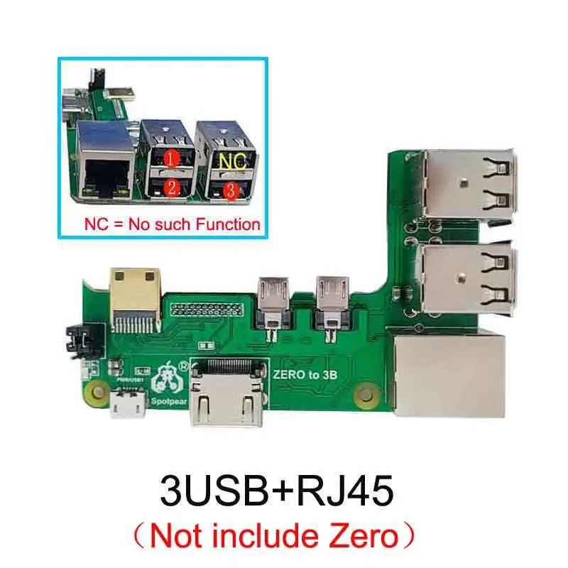 Storazone PI3 3USB RJ45 Raspberry Pi Zero 2w to 3B/4B interface adapter Zero to Pi3/Pi4 Expansion Board Zero Pi0 USB HUB RJ45 HAT