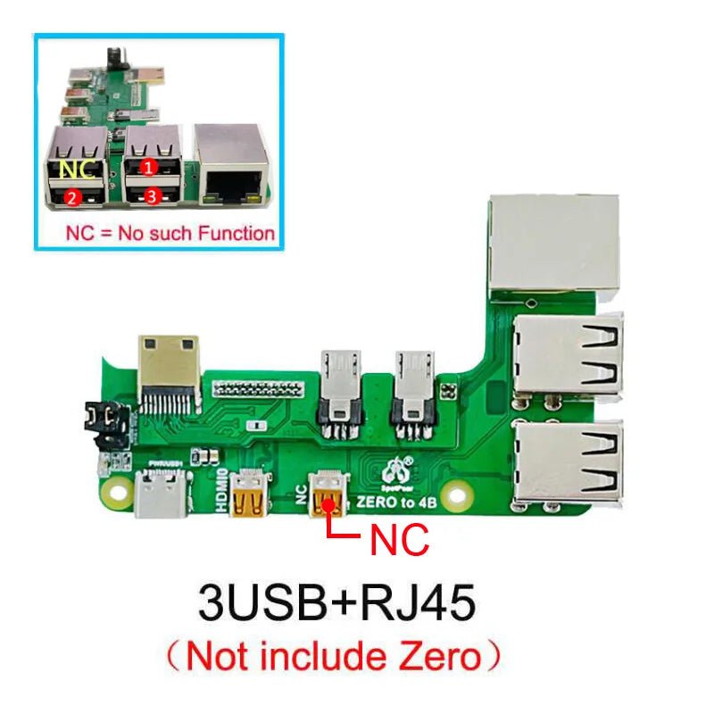 Storazone PI4 3USB RJ45 Raspberry Pi Zero 2w to 3B/4B interface adapter Zero to Pi3/Pi4 Expansion Board Zero Pi0 USB HUB RJ45 HAT