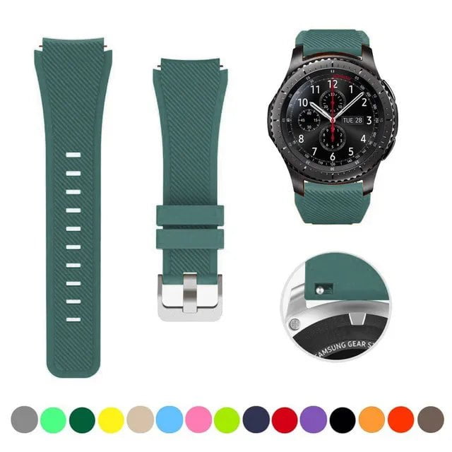 Storazone pine green 26 / 22mm / CHINA 20mm 22mm Strap For Samsung galaxy watch4 44mm/40mm 5 pro active 2 Gear s3 Silicone Correa bracelet Huawei Watch gt2/3/2e band