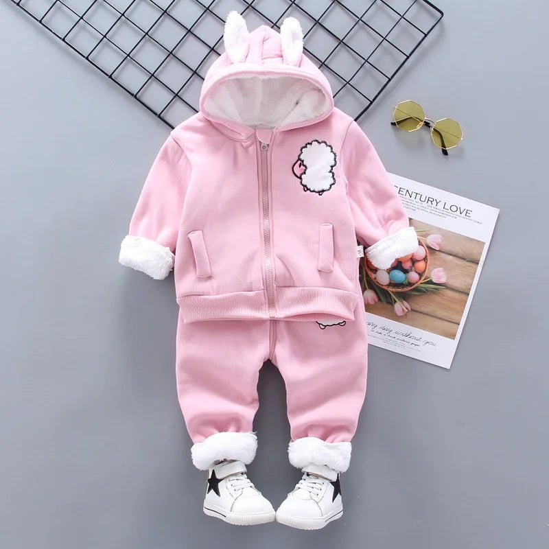 Storazone Pink 1 / 5T(Size 120) Toddler Boys Clothes 2023 Autumn Winter Kids Girls Clothes Hooded+Pant 2pcs Outfit Children Clothing Suit For Boys Clothing Sets