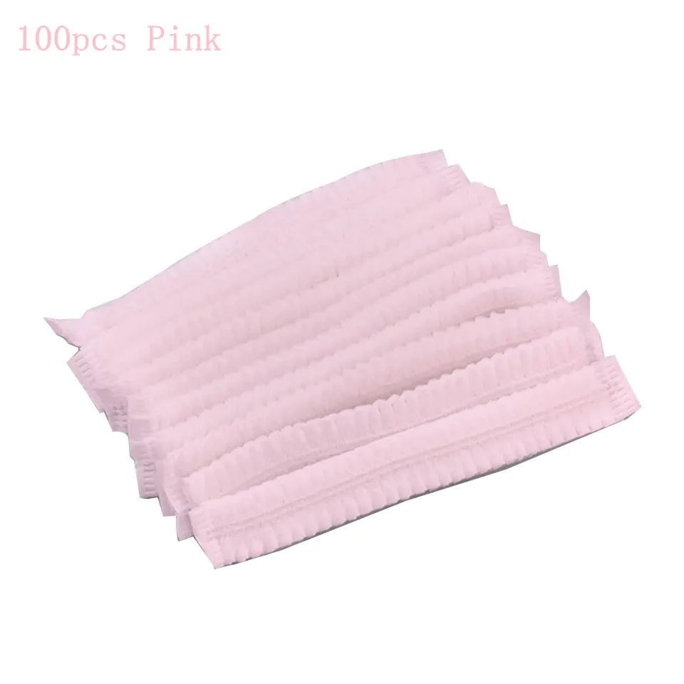 Storazone Pink 100pcs 50/100pcs Disposable Non Woven Fabric Sterile Hat For Grafting Eyelash Makeup Hair Net Caps SPA Hair Salon Bathroom Supplies