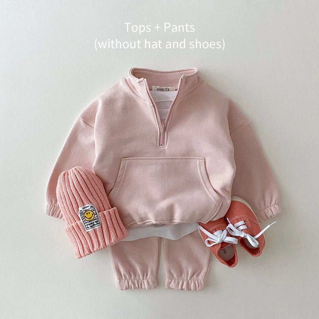 Storazone pink / 12-18M 80 Baby Boy Girl Clothes Set Infant Kids Cotton Tops Jacket Pants Suit Toddler Boys Sweatshirt Trousers Clothing 2pcs/set Tracksuit