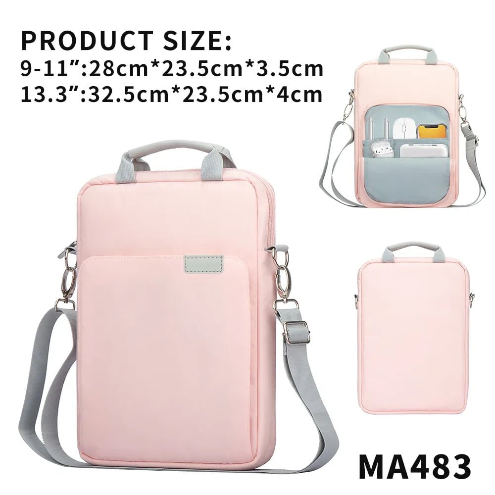 Storazone Pink / 13.3 inch Tablet Shoulder Sleeve Bag For IPad air pro 12.9" , IPad Air 10.9" Surface Go 3/2 Galaxy Tab A 10,Laptop Pouch Handbag Birefcase