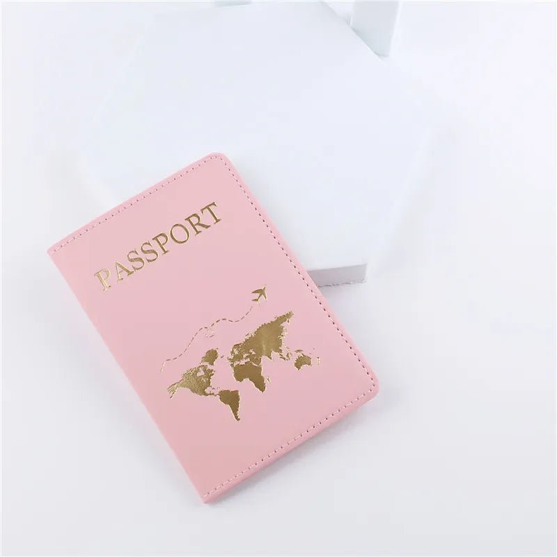 Storazone Pink 1PCS PU Leather Map Passport Cover Case Card Holder Fashion Wallet Lightweight Travel Accessories For Flight for Women or Men