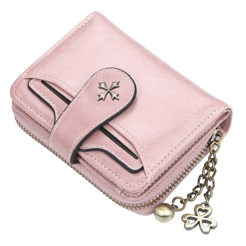 Storazone Pink 2023 New Women Wallets Fashion Short PU Leather Top Quality Card Holder Female Zipper Purse